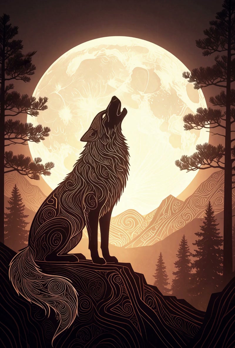 ARTE ORNAMENTAL // LOBO & LUA CHEIA